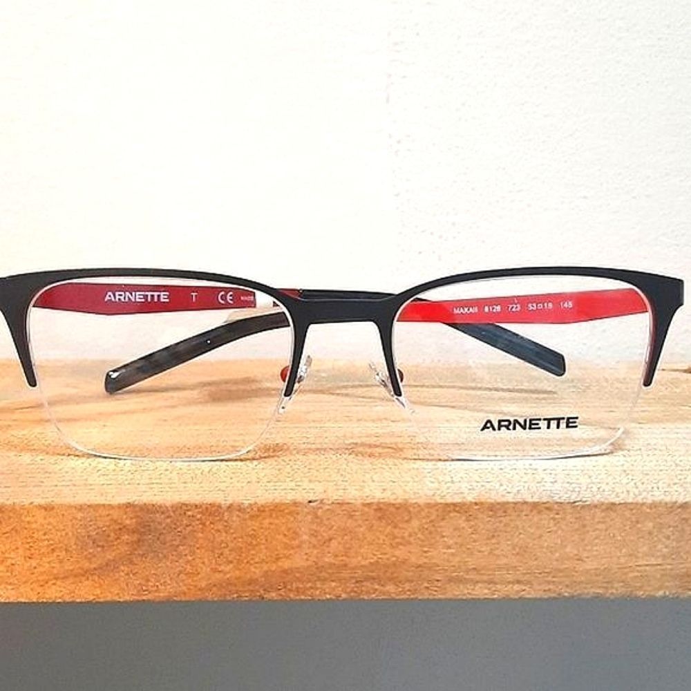 NEW Half Rim Rx'able Eyeglass Frame Lightweight metal red/black, ARNETTE glasses